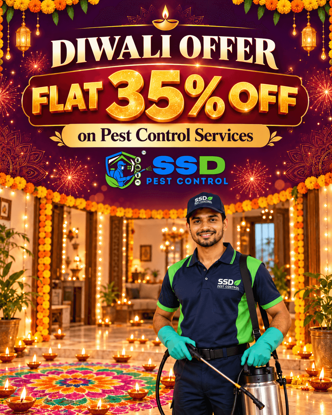 This Diwali, get 35% off pest control